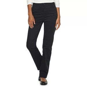 NWT Lee Womens Size 12 TALL 12T Black Relaxed Fit Straight-Leg Twill Pants NEW